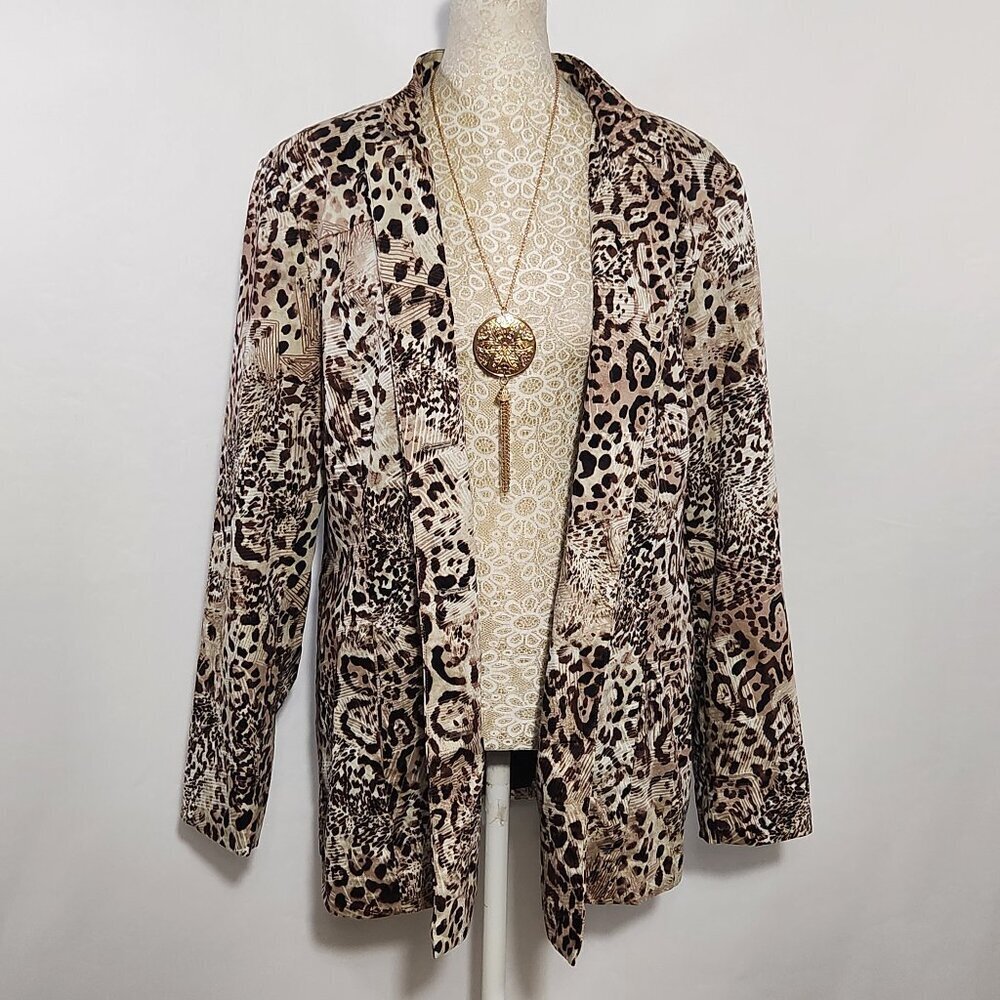 Chico's Size 2/12-14 Leopard Print Button Down Ma… - image 1